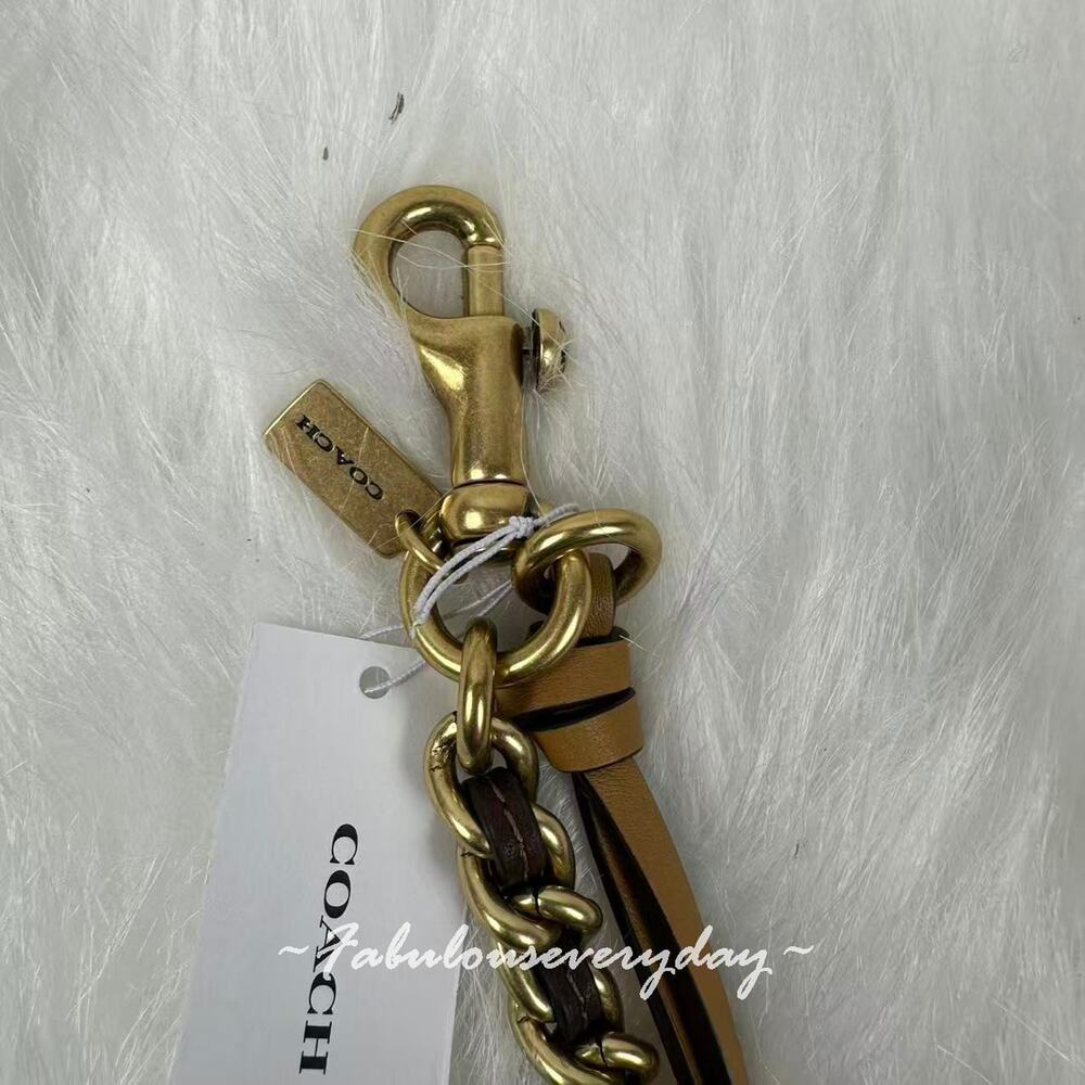 Coach Swag Bag Charm In Brass/Maple Honey Brown CEA17 NWT - Picture 5 of 5